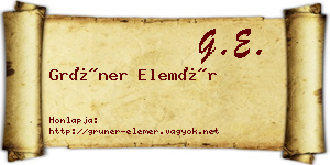 Grüner Elemér névjegykártya